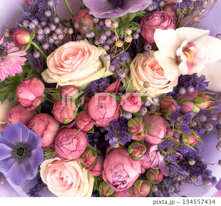 Beautiful pink bouquet texture background texture. Nature outdoor. Bouquet pattern Beautiful pink bouquet texture background texture. Nature outdoor. Bouquet pattern 134557434