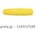 Cob of ripe sweet corn isolated on white background. Sweet boiled corn cob isolated on white background. Fresh yellow corn 134557589
