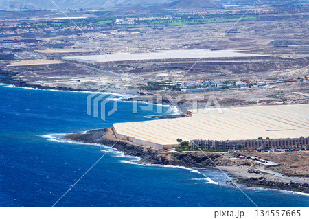 Greenhouses on coast near Tenerife airport, sunny summer day, Canary Islands, Spain Greenhouses on coast near Tenerife airport, sunny summer day, Canary Islands, Spain 134557665