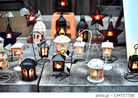 Assorted Decorative Lanterns with Candles 134557786