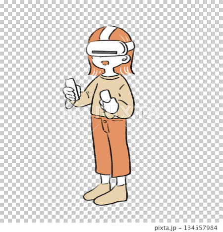 VRで遊ぶ女性のイラスト VRで遊ぶ女性のイラスト 134557984