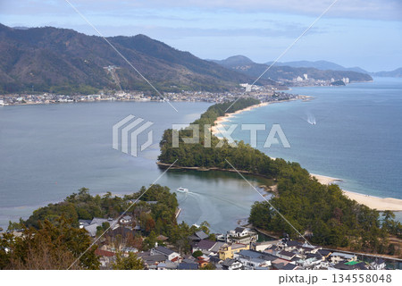 Amanohashidate one of the top three scenic views in Japan on the Sea of Japan in north Kyoto prefecture 134558048