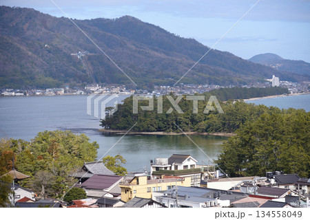 Amanohashidate one of the top three scenic views in Japan on the Sea of Japan in north Kyoto prefecture 134558049