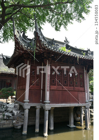 Pavilion in Yuyuan classical Chinese garden in the Old City of Shanghai, built in 1559 during Ming Dynasty in Shanghai, China 134558083