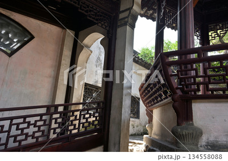 Pavilion in Yuyuan Chinese garden in the Old City of Shanghai, built in 1559 during Ming Dynasty in Shanghai, China 134558088