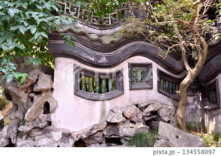 Yuyuan Chinese garden in the Old City of Shanghai, built in 1559 during Ming Dynasty in Shanghai, China 134558097