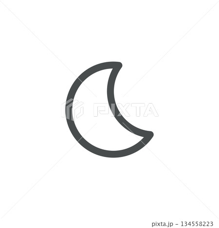 Crescent Moon Night Weather Icon including clear sky, lunar phase, moonlight, nighttime, astronomy forecast, celestial evening, night sky etc. 134558223