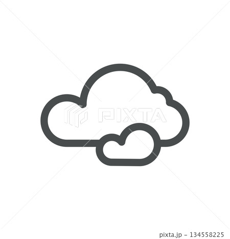 Cloudy Weather Icon including overcast sky, cloud cover, gloomy grey day, atmospheric clouds, hazy climate forecast. Cloudy Weather Icon including overcast sky, cloud cover, gloomy grey day, atmospheric clouds, hazy climate forecast. 134558225
