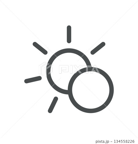 Solar Eclipse Icon. Including sun and moon overlap, celestial alignment, astronomical event, shadow, partial sun, cosmic phenomenon for forecasts. Solar Eclipse Icon. Including sun and moon overlap, celestial alignment, astronomical event, shadow, partial sun, cosmic phenomenon for forecasts. 134558226