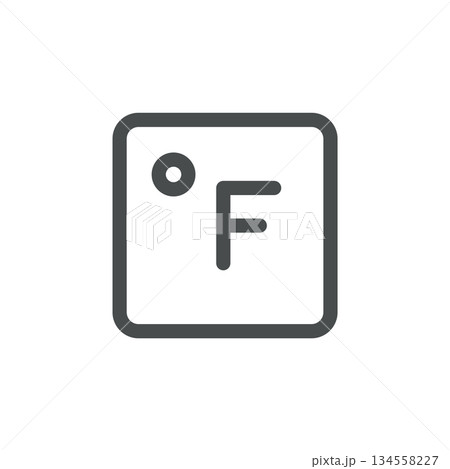 Fahrenheit Degree Weather Icon. Temperature unit symbol for forecast, thermometer scale, imperial measurement and conversion. 134558227