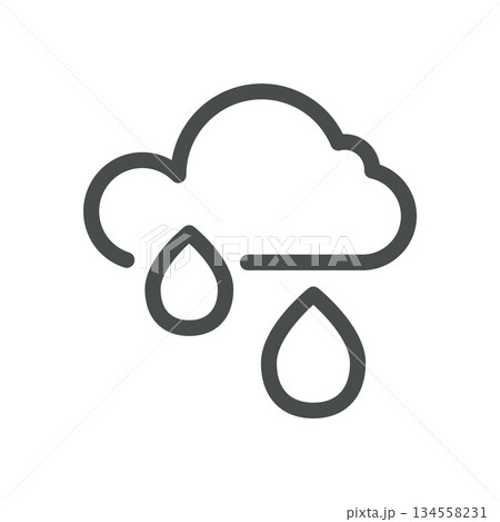 Heavy Rain Weather Icon. Cloud with raindrops, downpour precipitation and thunderstorm shower forecast symbol for wet stormy conditions. Heavy Rain Weather Icon. Cloud with raindrops, downpour precipitation and thunderstorm shower forecast symbol for wet stormy conditions. 134558231
