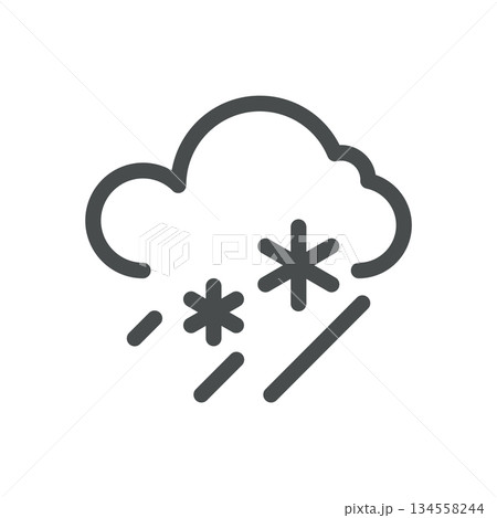Sleet Weather Icon. Thin Line Cloud with Ice Pellets and Snow Mix Illustration for Cold Forecast and Freezing Precipitation. Isolated Outline Vector Symbol, Editable Stroke Pictogram Sleet Weather Icon. Thin Line Cloud with Ice Pellets and Snow Mix Illustration for Cold Forecast and Freezing Precipitation. Isolated Outline Vector Symbol, Editable Stroke Pictogram 134558244