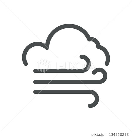 Wind Weather Icon. Thin Line Airflow Illustration with Curved Gust Lines for Breeze, Strong Wind and Atmospheric Movement Concept. Isolated Outline Vector Symbol, Editable Stroke Pictogram 134558258