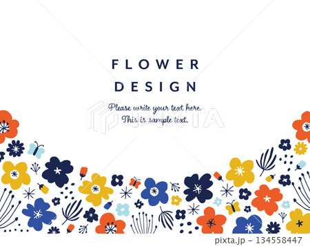 手書き花のフレーム 手書き花のフレーム 134558447