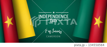 Cameroon independence day vector banner, greeting card. 134558564
