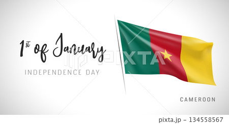 Cameroon independence day vector banner, greeting card. 134558567