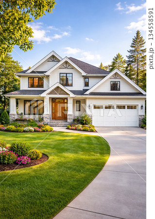Photo of a house in the middle of the forest during the day. 134558591