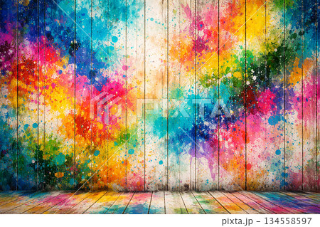 Photo design of colorful wall paint 134558597