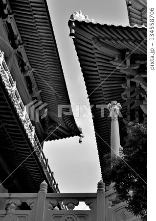 Historic Buddhist temple complex of Jingan Temple on the West Nanjing Road in downtown Shanghai, China 134558706