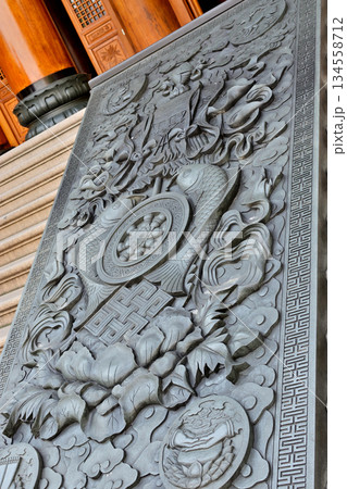 Historic Buddhist temple complex of Jingan Temple on the West Nanjing Road in downtown Shanghai, China Historic Buddhist temple complex of Jingan Temple on the West Nanjing Road in downtown Shanghai, China 134558712