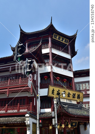Markets and tourist shops at Yuyuan Tourist Mart in Old City God Temple commercial area of Shanghai, China Markets and tourist shops at Yuyuan Tourist Mart in Old City God Temple commercial area of Shanghai, China 134558740