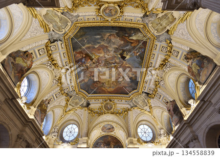 Interior of the Palacio Real, Royal Palace of Madrid and official residence of royal family of Spain 134558839