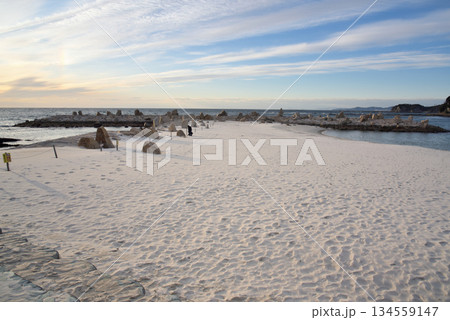 Shirahama beach popular tourist resort with white-sand beach in Nishimuro District, Wakayama Prefecture of Japan 134559147