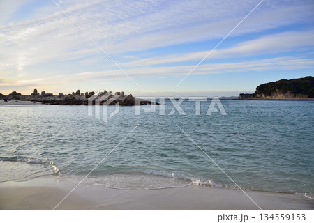 Shirahama beach popular tourist resort with white-sand beach in Nishimuro District, Wakayama Prefecture of Japan 134559153