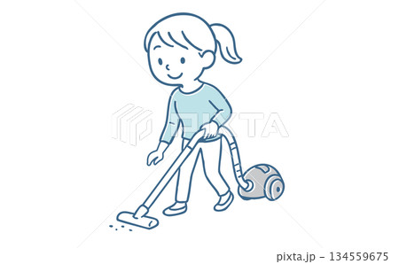 掃除機をかけている女性 134559675