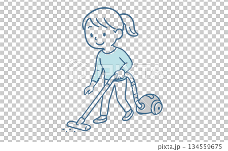 掃除機をかけている女性 134559675