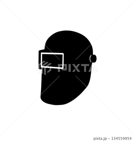 welding helmet mask silhouette isolated on white background 134559954