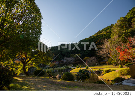 三重県　紀北町　種まき権兵衛の里　色づく紅葉と日本庭園 134560025
