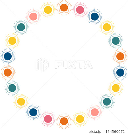 Retro sun frame. Star round frame. Sunburst explosion star. Template with empty space. Baby shower design Retro sun frame. Star round frame. Sunburst explosion star. Template with empty space. Baby shower design 134560072