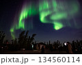 カナダ・イエローナイフの夜空を彩る幻想的なオーロラ観光風景 134560114
