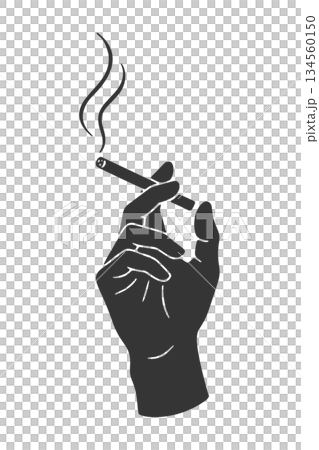 Silhouette icon of a hand holding a cigarette 134560150