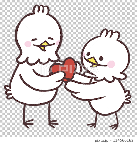 ハート渡す白い鳥のイラスト 134560162