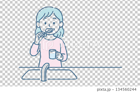 刷牙的女人 134560244