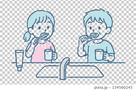 Children toothbrushing 134560245