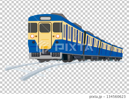しなの鉄道の115系車両(青と肌色タイプ)が線路上を走行している雰囲気のイラスト しなの鉄道の115系車両(青と肌色タイプ)が線路上を走行している雰囲気のイラスト 134560623
