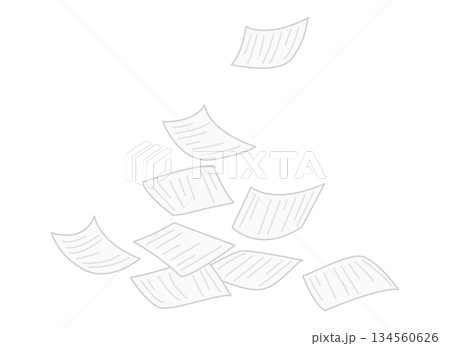上からバサバサと落ちてくる書類のイラスト 134560626