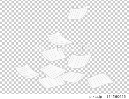 上からバサバサと落ちてくる書類のイラスト 134560626