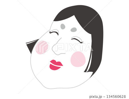おかめの顔のイラスト 134560628