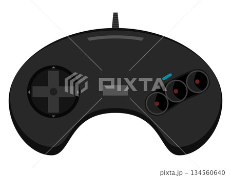 レトロゲームの黒いゲームパッドのイラスト 134560640