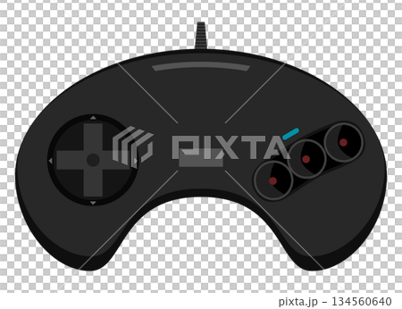 レトロゲームの黒いゲームパッドのイラスト 134560640
