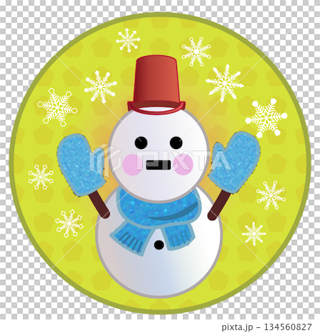 Illustration of a snowman with a circular background 134560827