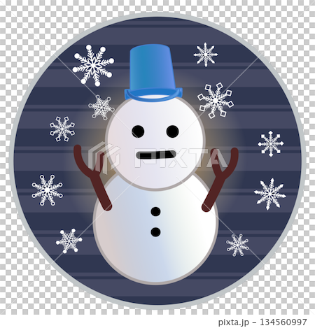 円形背景のついた雪だるまのイラスト 円形背景のついた雪だるまのイラスト 134560997