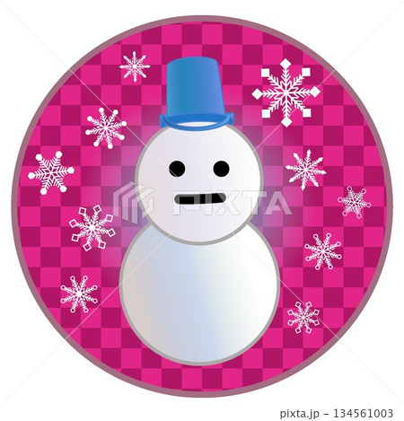 円形背景のついた雪だるまのイラスト 円形背景のついた雪だるまのイラスト 134561003