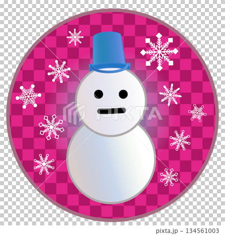 円形背景のついた雪だるまのイラスト 円形背景のついた雪だるまのイラスト 134561003