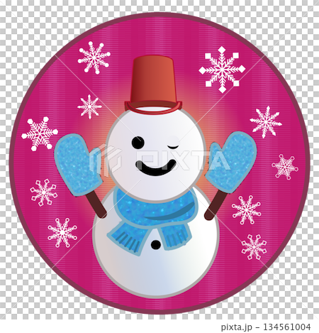 円形背景のついた雪だるまのイラスト 円形背景のついた雪だるまのイラスト 134561004