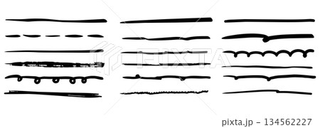 Hand Drawn Brush Strokes and Ink Underlines Set 134562227
